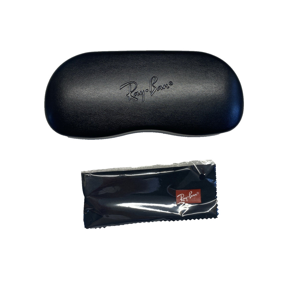 RayBan Hard Clam Shell Sunglass Glasses Case Black W/ Cleaning Cloth Travel